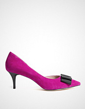 DKNY Penny Suede Tuxedo Bow Mid-Heel Court Shoes