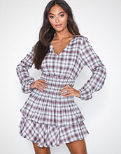 Glamorous Long Sleeve Midi Check Dress