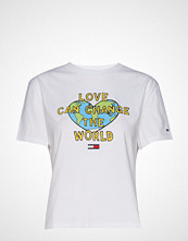 Tommy Jeans Tjw Positive Tee T-shirts & Tops Short-sleeved Hvit TOMMY JEANS