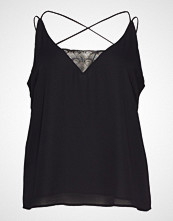 Violeta by Mango Lace Detail Top T-shirts & Tops Sleeveless Svart VIOLETA BY MANGO