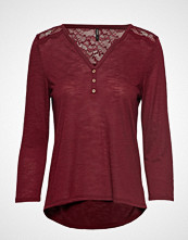 Only Onlelena 3/4 Placket Top Jrs T-shirts & Tops Long-sleeved Rød ONLY