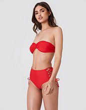 NA-KD Swimwear Wide Lacing Bikini Bottom röd