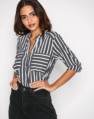 Vero Moda skjorte, Vmerika Stripe 3/4 Shirt Top E10 No Black Vero Moda skjorte, Vmerika Stripe 3/4 Shirt Top E10 No Black