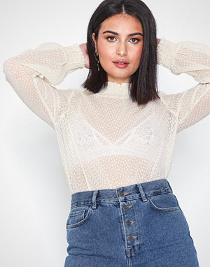 Pieces bluse, Pclacey Ls T-Neck Top Camp Pieces bluse, Pclacey Ls T-Neck Top Camp