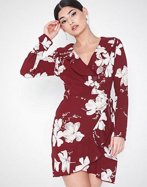 Parisian kjole, Floral Print Wrap Front Mini Dress Parisian kjole, Floral Print Wrap Front Mini Dress