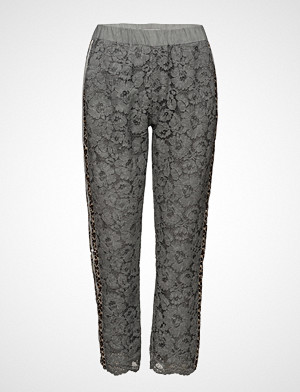Coster Copenhagen bukse, Pants W. Lace And Leopard Stribe Bukser Med Rette Ben Grå COSTER COPENHAGEN Coster Copenhagen bukse, Pants W. Lace And Leopard Stribe Bukser Med Rette Ben Grå COSTER COPENHAGEN