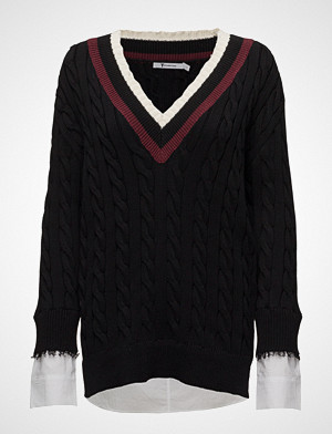 T by Alexander Wang genser, Hybrid Meets Varsity Pullover W/ Poplin Combo T by Alexander Wang genser, Hybrid Meets Varsity Pullover W/ Poplin Combo