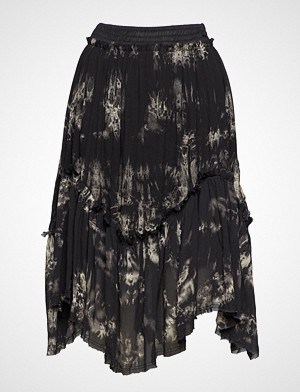 Rabens Saloner Wave Skirt Knelangt Skjørt Svart RABENS SAL R Rabens Saloner Wave Skirt Knelangt Skjørt Svart RABENS SAL R