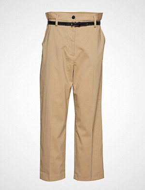 Paper Bag Wool Cropped Pant W Leather Belt Bukser Med Rette Ben Beige 3.1 PHILLIP LIM Paper Bag Wool Cropped Pant W Leather Belt Bukser Med Rette Ben Beige 3.1 PHILLIP LIM