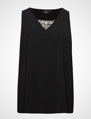 Zizzi bluse, Qalice, S/L, Lace Top Bluse Ermeløs Svart ZIZZI Zizzi bluse, Qalice, S/L, Lace Top Bluse Ermeløs Svart ZIZZI