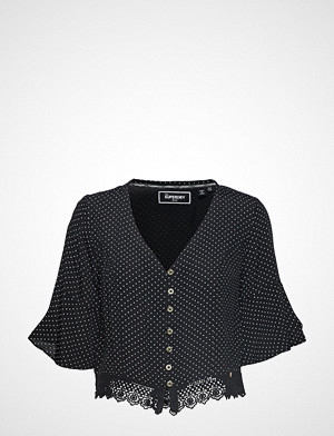 Superdry Joesphine Lace Top Blouses Short-sleeved Blå Superdry Superdry Joesphine Lace Top Blouses Short-sleeved Blå Superdry