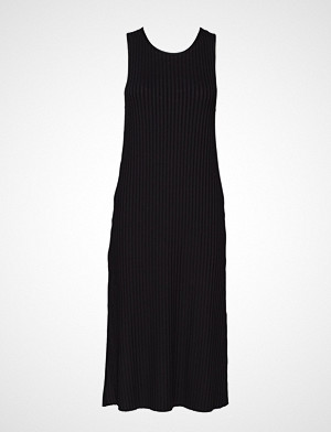 Mango Ribbed Midi Dress Knelang Kjole Svart MANGO - Fashionstreet.no