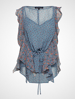 French Connection bluse, Celestia Sheer Frilly Sleeveless Top Bluse Ermeløs Blå FRENCH CONNECTION French Connection bluse, Celestia Sheer Frilly Sleeveless Top Bluse Ermeløs Blå FRENCH CONNECTION