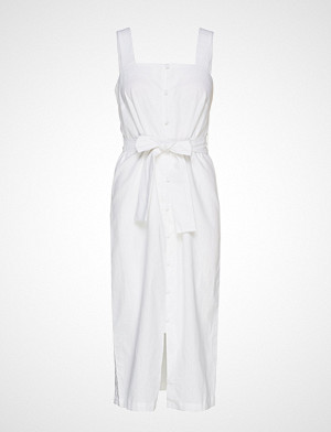 Mango Linen Strap Dress Knelang Kjole Hvit MANGO - Fashionstreet.no