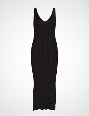 Mango Ribbed Midi Dress Maxikjole Festkjole Svart Mango - Fashionstreet.no