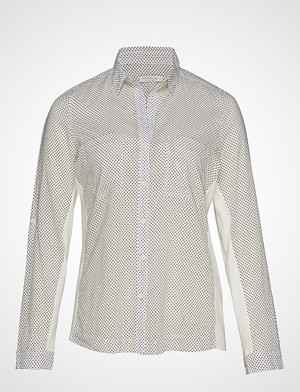 Violeta by Mango skjorte, Micro Print Shirt Langermet Skjorte Hvit VIOLETA BY MANGO