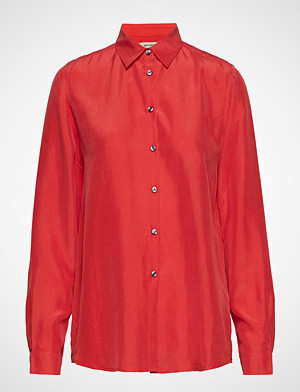 Whyred skjorte, Karolina Washed Silk Langermet Skjorte Rød WHYRED