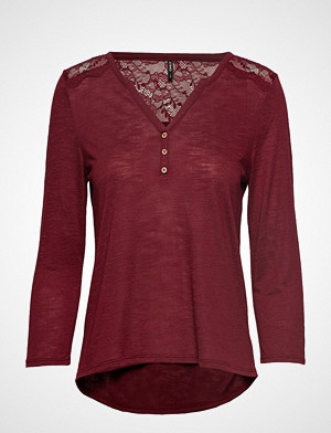 Only T-skjorte, Onlelena 3/4 Placket Top Jrs T-shirts & Tops Long-sleeved Rød ONLY