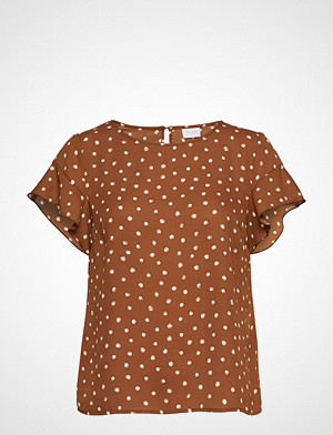 Vila T-skjorte, Vilucy S/S Flounce Top - Fav Lux T-shirts & Tops Short-sleeved Brun VILA