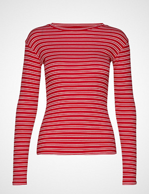 Mads Nørgaard T-skjorte, 2x2 Duo Stripe Tuba T-shirts & Tops Long-sleeved Rød MADS NØRGAARD
