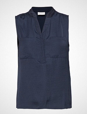 Vila bluse, Vimelli S/L Pocket Top - Noos Bluse Ermeløs Blå VILA Vila bluse, Vimelli S/L Pocket Top - Noos Bluse Ermeløs Blå VILA
