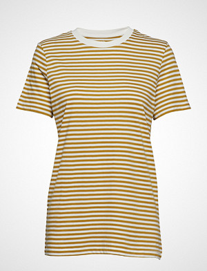 Selected Femme T-skjorte, Slfmy Perfect Ss Tee Box Cut-Stri Color T-shirts & Tops Short-sleeved Gul SELECTED FEMME