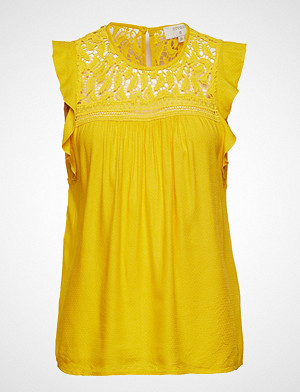 Cream bluse, Chalize Blouse Bluse Ermeløs Gul CREAM Cream bluse, Chalize Blouse Bluse Ermeløs Gul CREAM