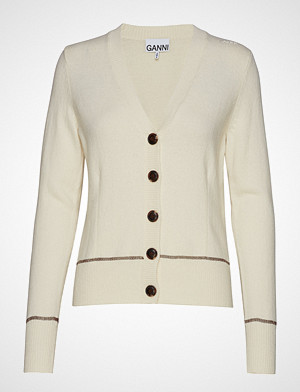 Ganni kardigan, Wool Knit Strikkegenser Cardigan Creme GANNI Ganni kardigan, Wool Knit Strikkegenser Cardigan Creme GANNI