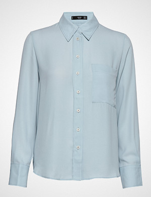 Mango skjorte, Pocket Flowy Shirt Langermet Skjorte Blå MANGO