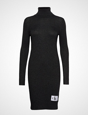 Calvin Klein kjole, Monogram Tn Sweater, Strikket Kjole Svart Calvin Klein Jeans