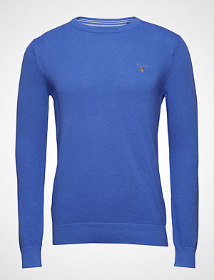 Gant genser, Cotton Pique Crew Strikkegenser M. Rund Krage Blå GANT Gant genser, Cotton Pique Crew Strikkegenser M. Rund Krage Blå GANT