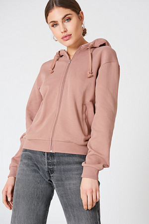 NA-KD Basic Basic Zipped Hoodie rosa