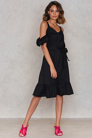 Trendyol kjole, Siyah Frill Sheer Dress svart Trendyol kjole, Siyah Frill Sheer Dress svart