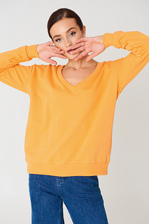 NA-KD Basic genser, V-neck Basic Sweater orange NA-KD Basic genser, V-neck Basic Sweater orange