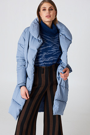 NA-KD jakke, Shawl Collar Padded Jacket blå NA-KD jakke, Shawl Collar Padded Jacket blå