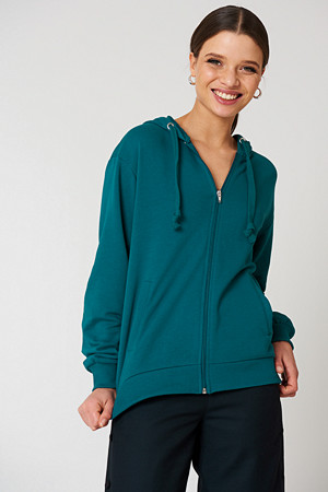 NA-KD Basic genser, Basic Zipped Hoodie grön NA-KD Basic genser, Basic Zipped Hoodie grön