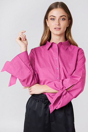 NA-KD skjorte, Tied Sleeve Shirt rosa NA-KD skjorte, Tied Sleeve Shirt rosa