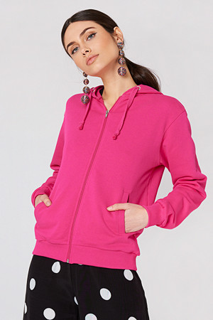 NA-KD Basic genser, Basic Zipped Hoodie rosa NA-KD Basic genser, Basic Zipped Hoodie rosa