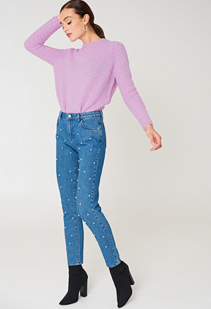 NA-KD Pearl Denim Pants - High Rise NA-KD Pearl Denim Pants - High Rise