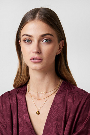Tranloev smykke, Layered Stone Necklace brun guld Tranloev smykke, Layered Stone Necklace brun guld