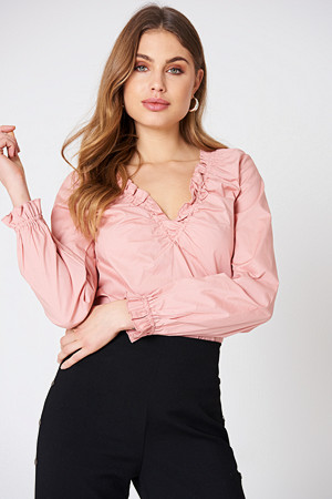 NA-KD Classic bluse, Gathered Neckline Top rosa NA-KD Classic bluse, Gathered Neckline Top rosa