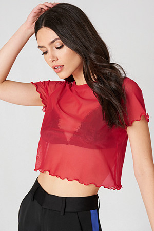 NA-KD T-skjorte, Mesh Cropped Tee NA-KD T-skjorte, Mesh Cropped Tee