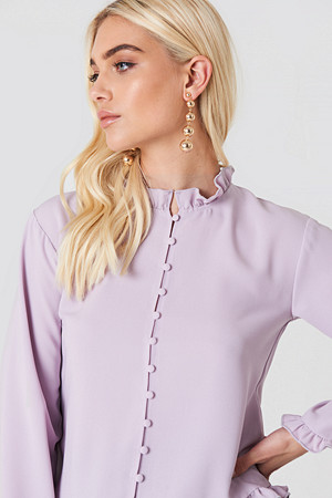 Andrea Hedenstedt x NA-KD bluse, Trumpet Sleeve Frill Blouse lila Andrea Hedenstedt x NA-KD bluse, Trumpet Sleeve Frill Blouse lila