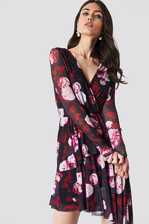 na kd mesh dress Midi Printed Mesh Dress Leopard