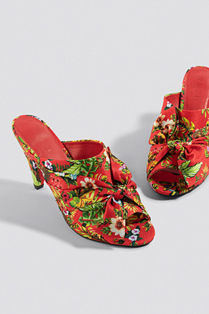 NA-KD Shoes pumps, Bow Detail Mule Heels röd multicolor NA-KD Shoes pumps, Bow Detail Mule Heels röd multicolor
