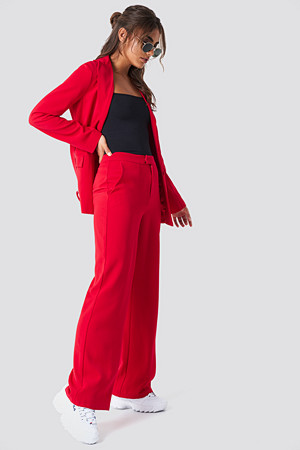 NA-KD Classic bukse, Wide Leg Tailored Pants röd NA-KD Classic bukse, Wide Leg Tailored Pants röd