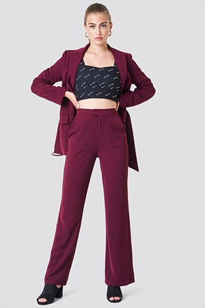 NA-KD Classic bukse, Wide Leg Tailored Pants röd lila NA-KD Classic bukse, Wide Leg Tailored Pants röd lila