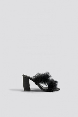NA-KD Shoes pumps, Feather Mule Heel Sandals svart NA-KD Shoes pumps, Feather Mule Heel Sandals svart
