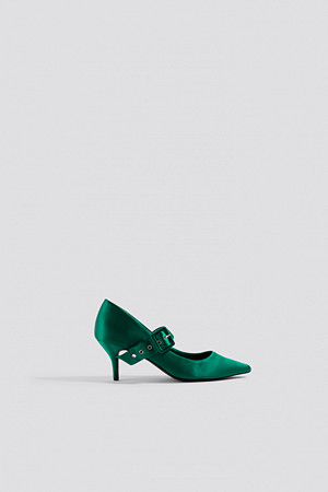 NA-KD Shoes pumps, Satin Buckle Pumps grön NA-KD Shoes pumps, Satin Buckle Pumps grön