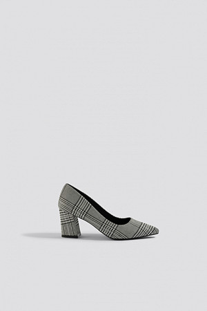 NA-KD Shoes pumps, Checked Block Heel Pumps grå multicolor NA-KD Shoes pumps, Checked Block Heel Pumps grå multicolor